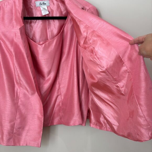 Le Bos Pastel Pink Taffeta Blazer Jacket Tank Set Women 20W Satin Church Wedding - Picture 4 of 10